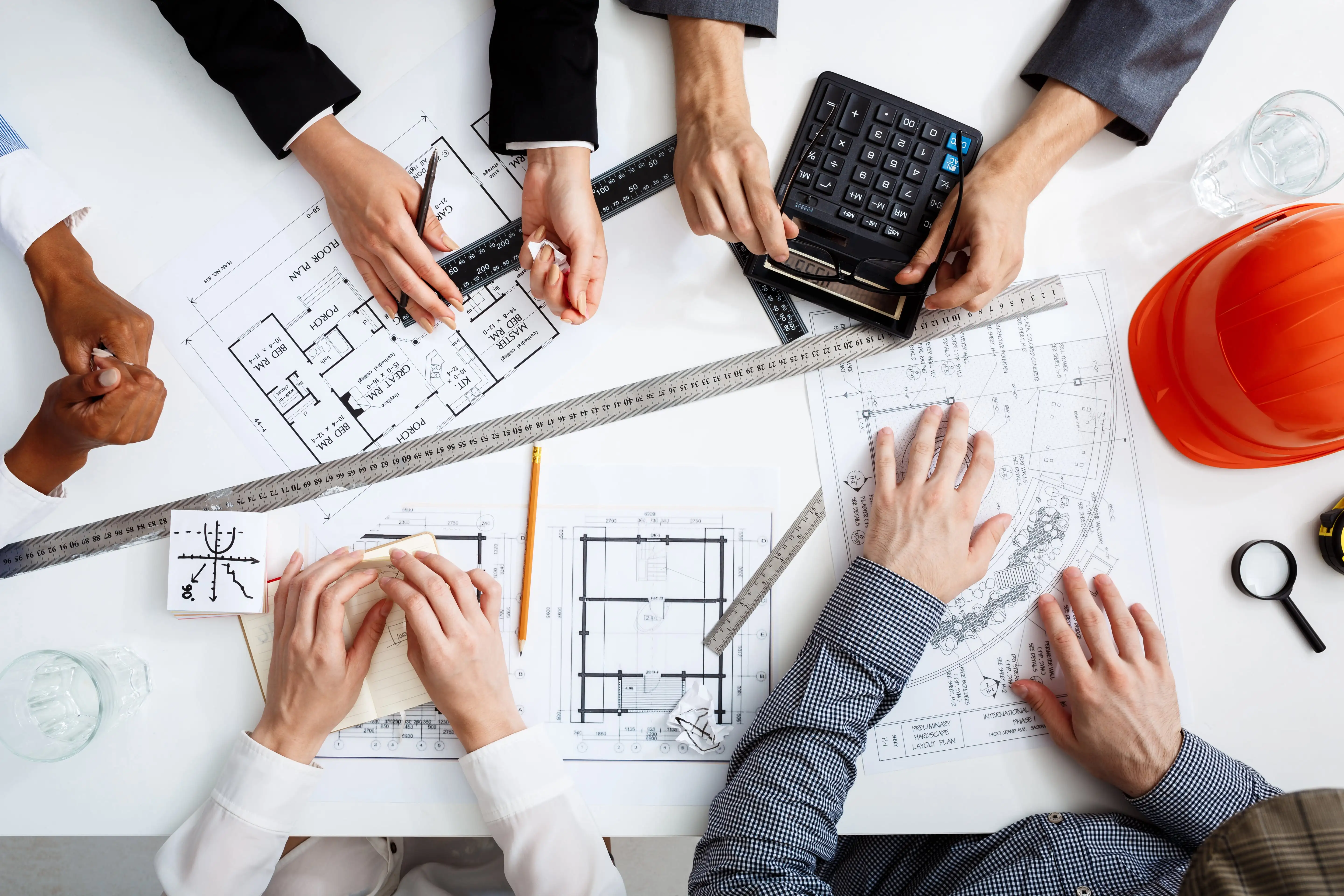 Construction team discussing project